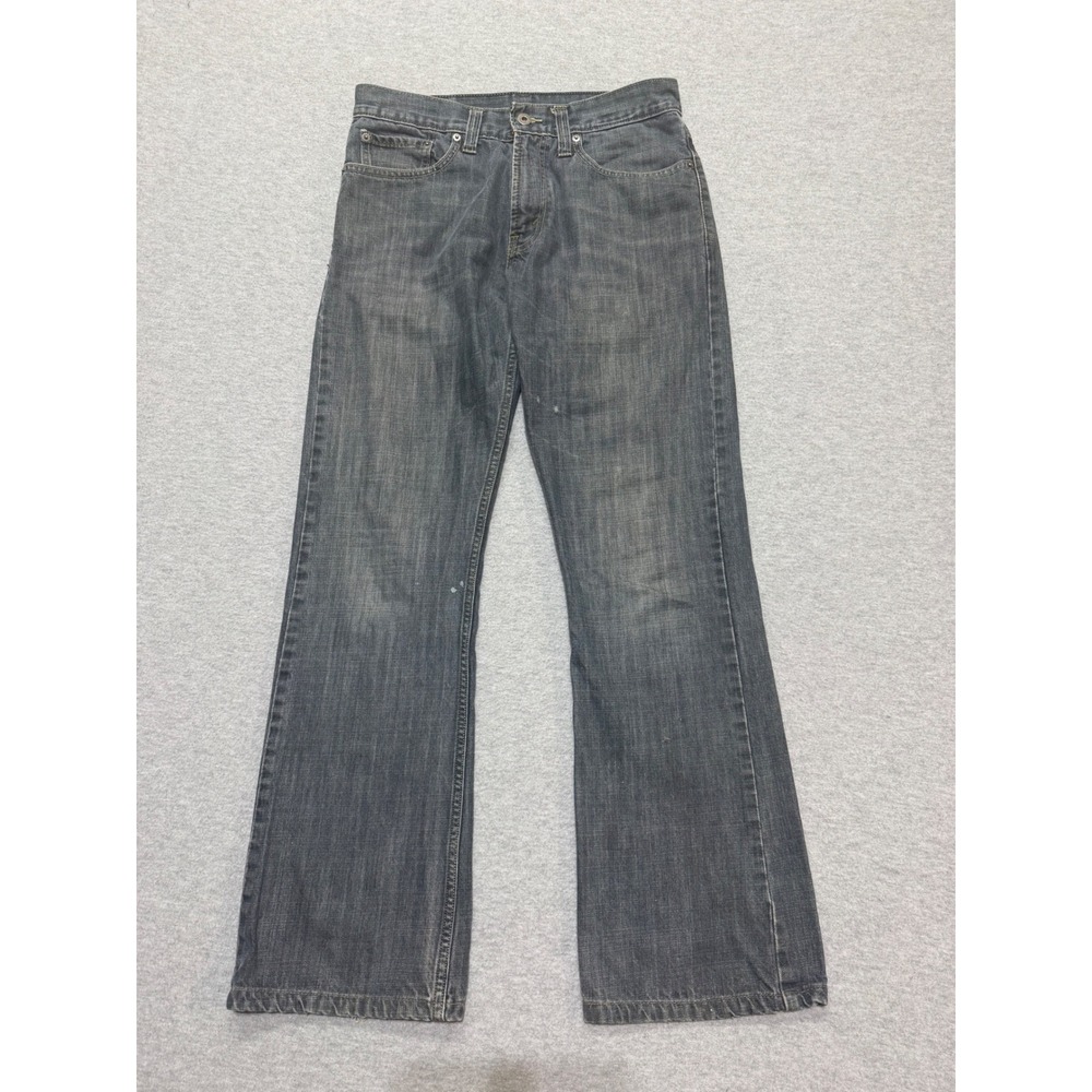 Levis 527 Mens 31x32 Low Boot Cut Jeans Gray Wash Flap Pocket Distressed Y2K